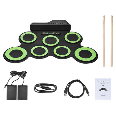Set de batería enrollable | Portátil y flexible - Almohadilla de silicona con altavoz y baquetas